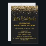 Black & Gold Glitter 45th Birthday Let's Celebrate Invitation<br><div class="desc">Forty-fifth chic invite for her,  Editable template Glam 45 party,  digital Any Age Instant download,  40th 41st 42nd 43rd 44th,  personalised 46th 47th 48th 49th,  Custom best friend Modern Calligraphy,  Forty first second third fourth,  fifth sixth seventh eighth ninth,  Personalised Elegant trendy  Golden Adult,  script simple celebration stylish wife</div>