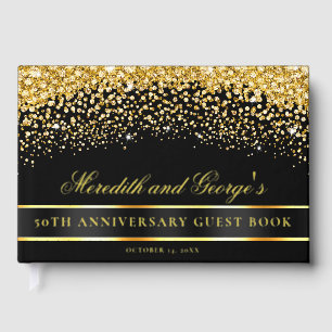 Black  Gold Glitter 50th Anniversary Guest Book