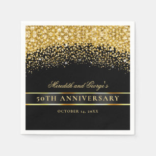 Black Gold Glitter 50th Anniversary Napkin