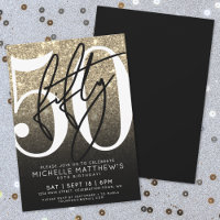 Black Gold Glitter 50th Birthday