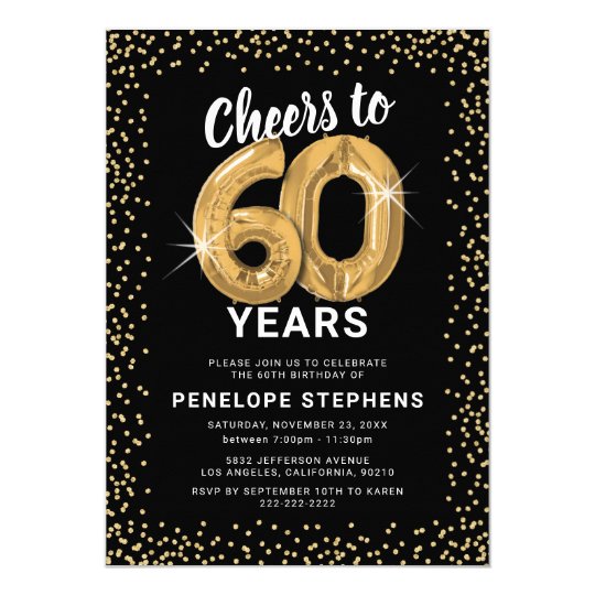 Black Gold Glitter 60th Birthday Template | Zazzle.co.uk