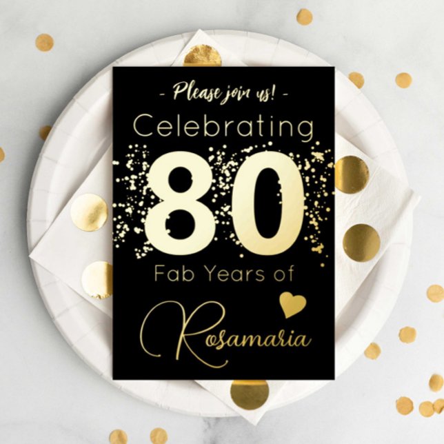 Black Gold Glitter 80th Birthday Party (Creator Uploaded)