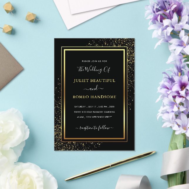 Black Gold Glitter Acrylic Wedding Invitation (Insitu (Wedding))