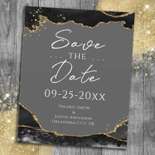 Black Gold Glitter Agate Save the Date