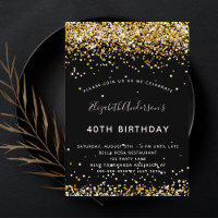 Black gold glitter birthday