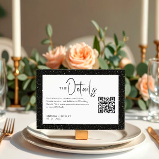 Black & Gold Glitter Black Script On White Invitation