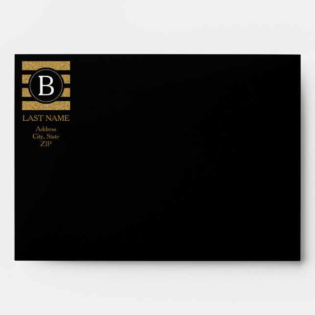 Black & Gold Glitter (Choice of Dark Background) Envelopes (Front)