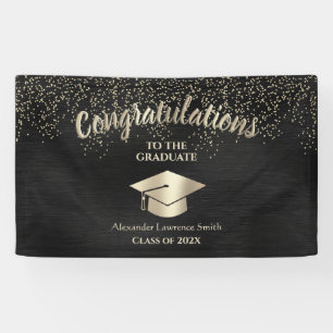 Black Gold Glitter Class of 2021 Graduation Banner