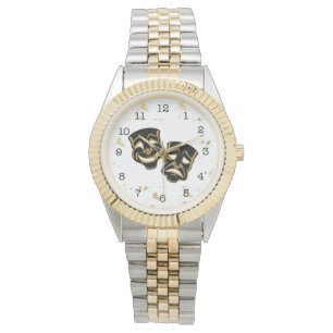 Black Gold Glitter Comedy and Tragedy Theatre Watc Watch