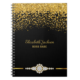 Black Gold Glitter Diamond Luxe Notebook