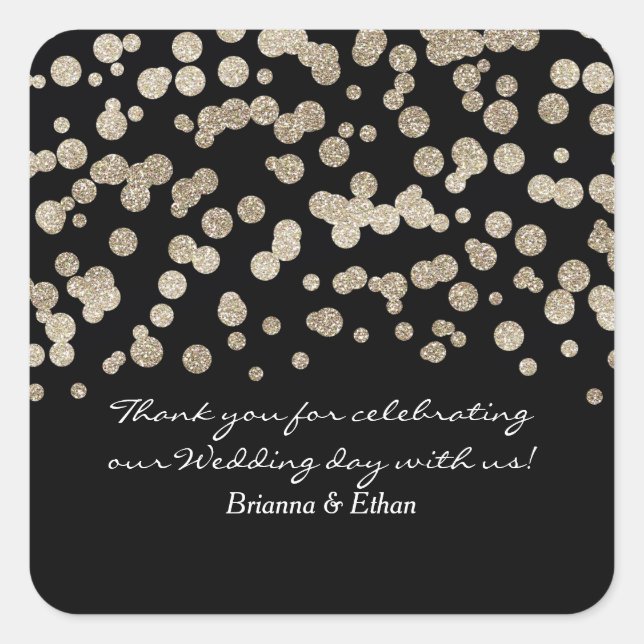 Black & Gold Glitter Dots Modern Stickers (Front)