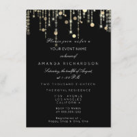 Black Gold Glitter Drips Birthday Graduation Party