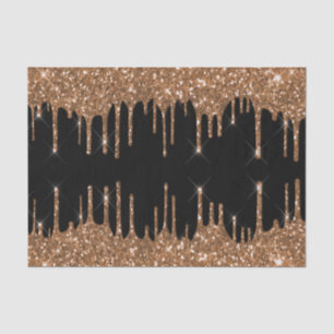 Black gold glitter drips girly luxury  tissue paper