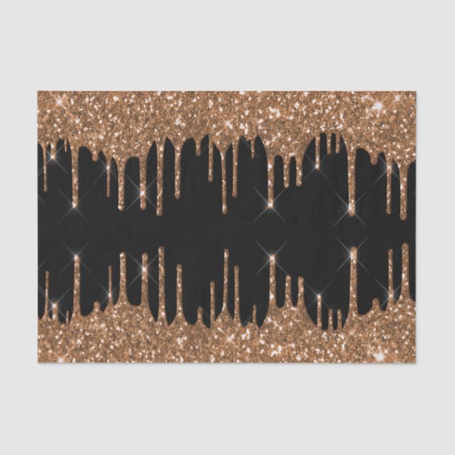 Black gold glitter drips girly luxury  tissue paper (Front)