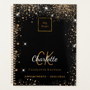 Black gold glitter dust business logo 2024 planner