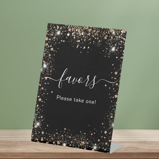 Black gold glitter dust favours sign (Creator Uploaded)