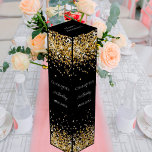 Black gold glitter elegant birthday wine box<br><div class="desc">A classic black background. Decorated with faux gold glitter.  Personalise and add a name,  age and the date.</div>