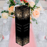 Black gold glitter elegant birthday wine box<br><div class="desc">A classic black background. Decorated with dark faux gold glitter.  Personalise and add a name,  age and the date.</div>