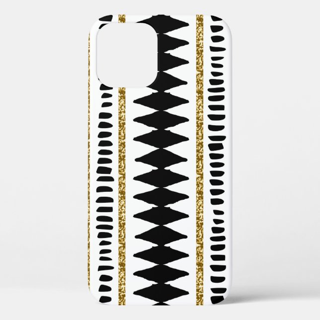 Black Gold Glitter Ethnic Pattern Case-Mate iPhone Case (Back)