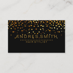 Black Gold Glitter Faux Foil Confetti Hair Stylist Business Card