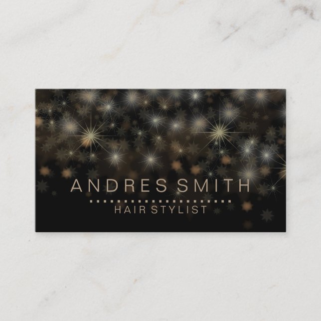 Black Gold Glitter Faux Foil Confetti Hair Stylist Business Card (Front)