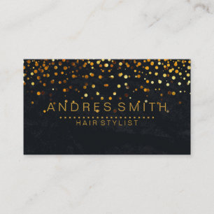 Black Gold Glitter Faux Foil Confetti Hair Stylist Business Card
