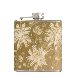 Black Gold Glitter Faux Foil Confetti Hip Flask