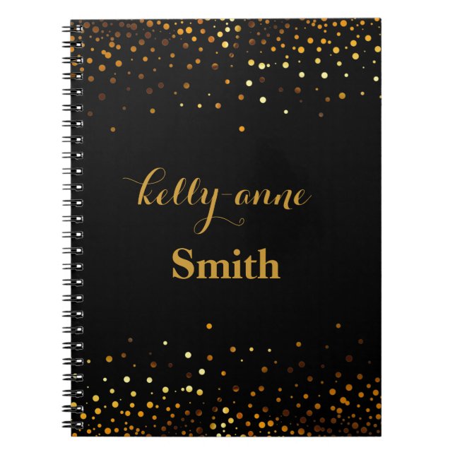 Black Gold Glitter Faux Foil Glamourous kraft Notebook (Front)