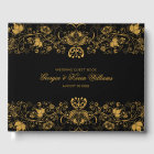 Black & Gold Glitter Floral Lace Border