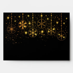 Black Gold Glitter Foil Confetti Elegant Sparkles  Envelope