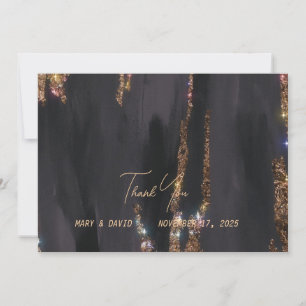 Black Gold Glitter Foil Thank You Card