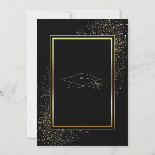Black Gold Glitter Framed Graduation Invitation