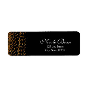 Black & Gold Glitter Glamour Chic Address Labels