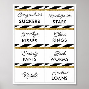 Black Gold Glitter Graduation Candy Bar Signs 2