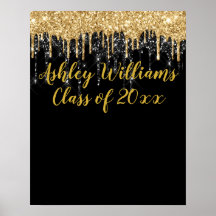 Black Gold Glitter Graduation Party New Graduate