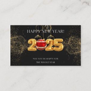 Black Gold Glitter Happy New Year 2025 Card
