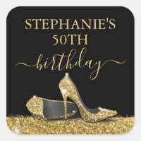 Black Gold Glitter High Heels Birthday Favour