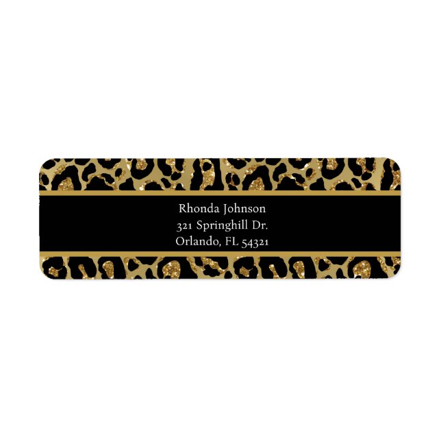 Black Gold Glitter Leopard Print Animal Print (Front)