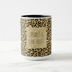 Black Gold Glitter Leopard Print    Mug