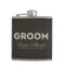 Black & Gold Glitter Look Groom Flask