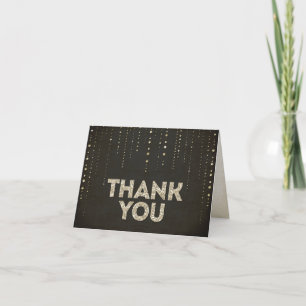 Black & Gold Glitter Look Thank You Card