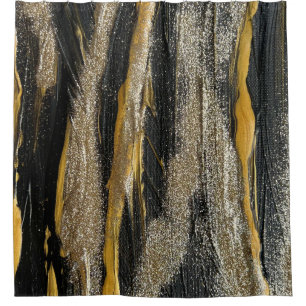 Black Gold Glitter Marble Pretty Elegant Luxury  Shower Curtain