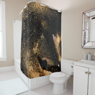 Black Gold Glitter Marble Pretty Elegant Luxury Shower Curtain