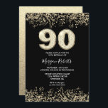 Black Gold Glitter Mens Womans 90th Birthday Party Invitation<br><div class="desc">Black Gold Glitter Mens Womans 90th Birthday Party Invitation

Beautiful Faux Gold Glitter Confetti Invitation.

Matching collection in Niche and Nest store.

Design Courtesy of Studio Denmark</div>