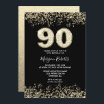 Black Gold Glitter Mens Womans 90th Birthday Party Invitation<br><div class="desc">Black Gold Glitter Mens Womans 90th Birthday Party Invitation

Beautiful Faux Gold Glitter Confetti Invitation.

Matching collection in Niche and Nest store.

Design Courtesy of Studio Denmark</div>