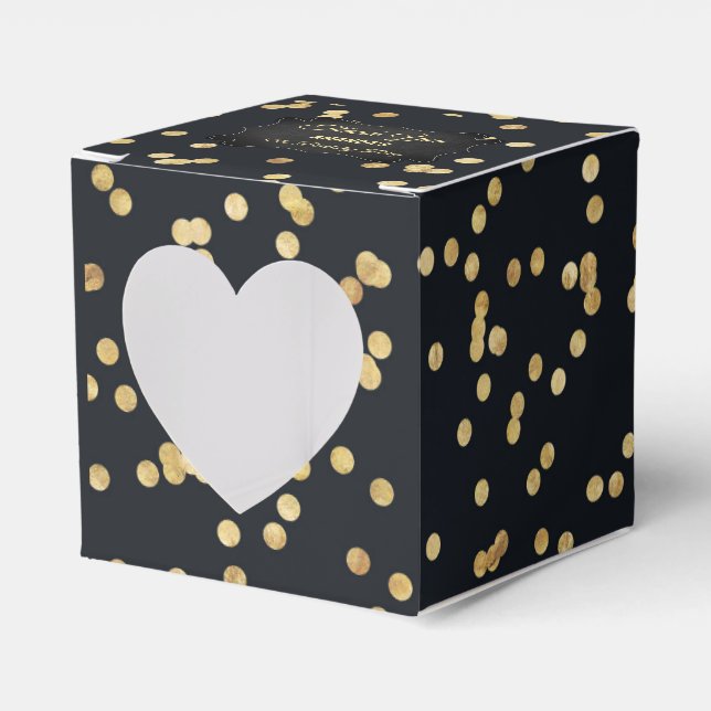 Black Gold Glitter Party Favour Box (Front Side)