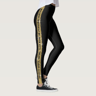 Women s Black And Gold Leggings Tights Zazzle UK