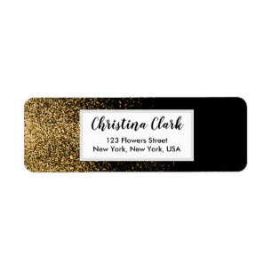 Black Gold Glitter Personalised Custom Address