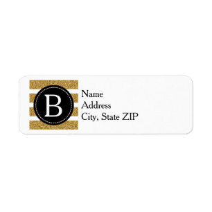 Black & Gold Glitter Return Address
