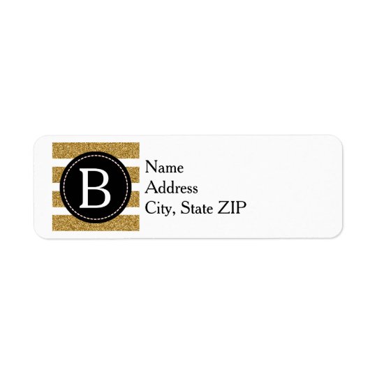 Black & Gold Glitter Return Address Return Address Label